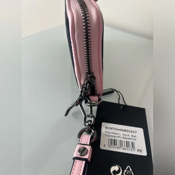 Viral Juicy Couture UK Scottie Dog Black and Pink velour Zip Long Wallet - Picture 4 of 7